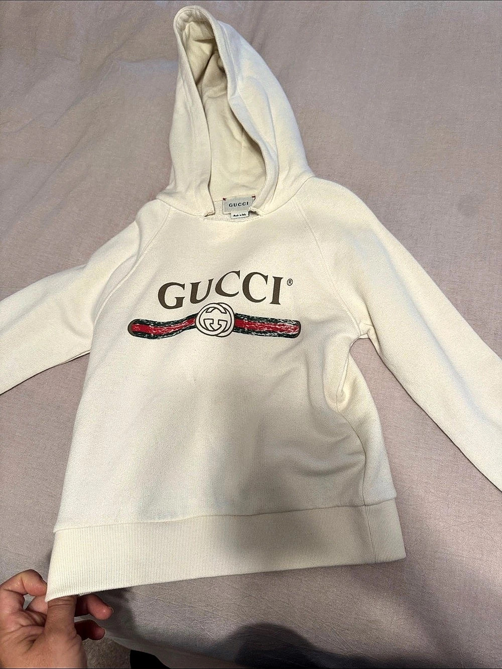 Gucci Children's sweatshirt with Gucci logo Hoodie in Cream Cotton